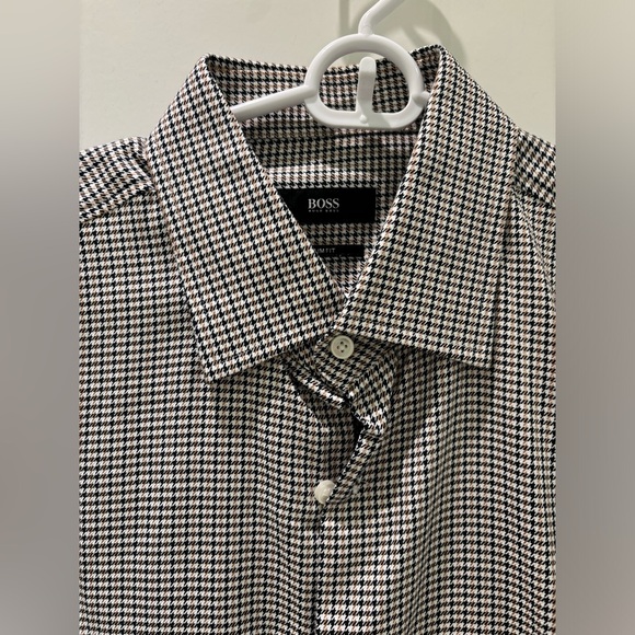 NEW Hugo Boss Brown Houndstooth Men’s Shirt - Picture 3 of 6